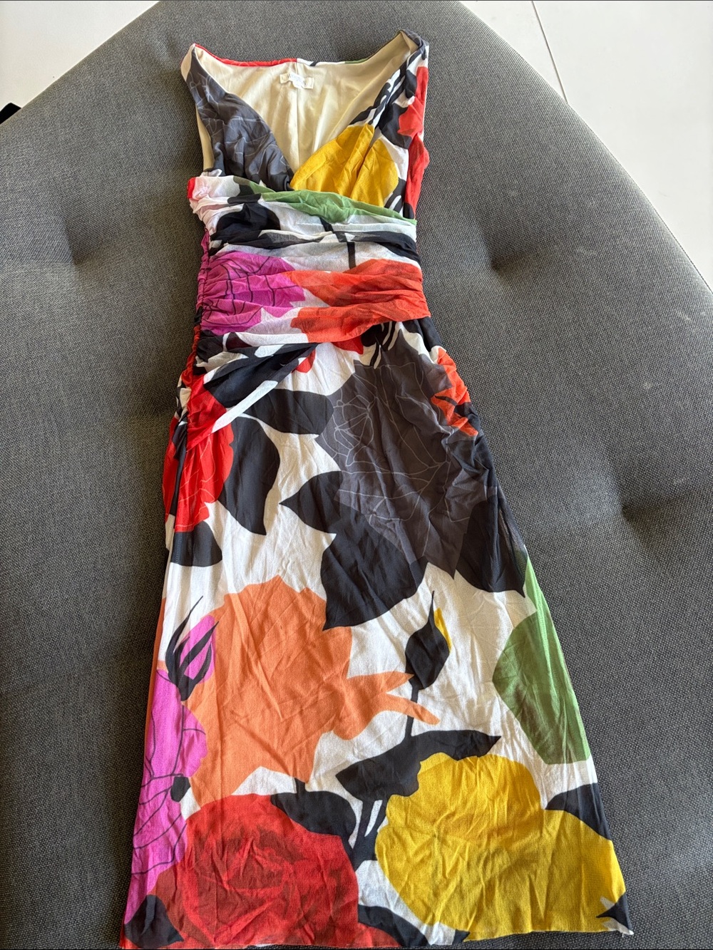 Weston Wear Colorful Floral Sleeveless Wrap-Style Women's Stretchy Dress Size S